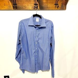 Brooks Brothers 346 Men’s Button Down Blue White stripe 16-36